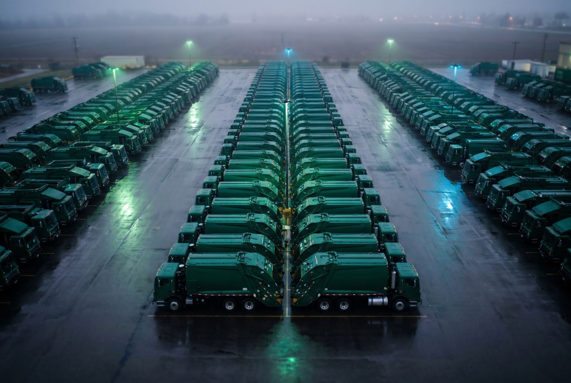 Garbage truck operating on an urban waste collection route